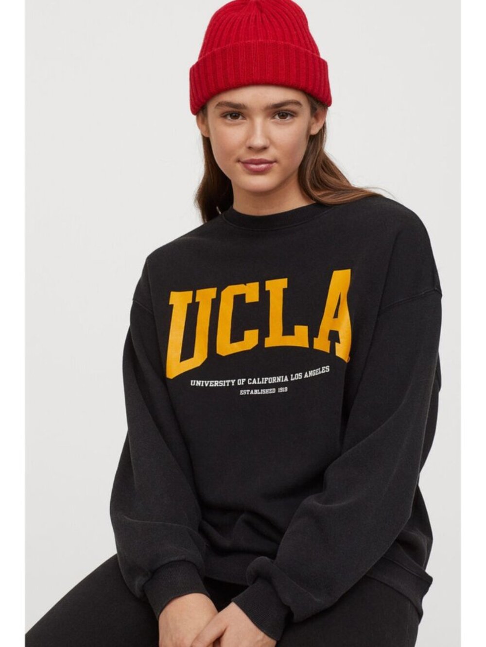 NWT H&M Black UCLA Collegiate Graphic Sweatshirt Pullover Medium